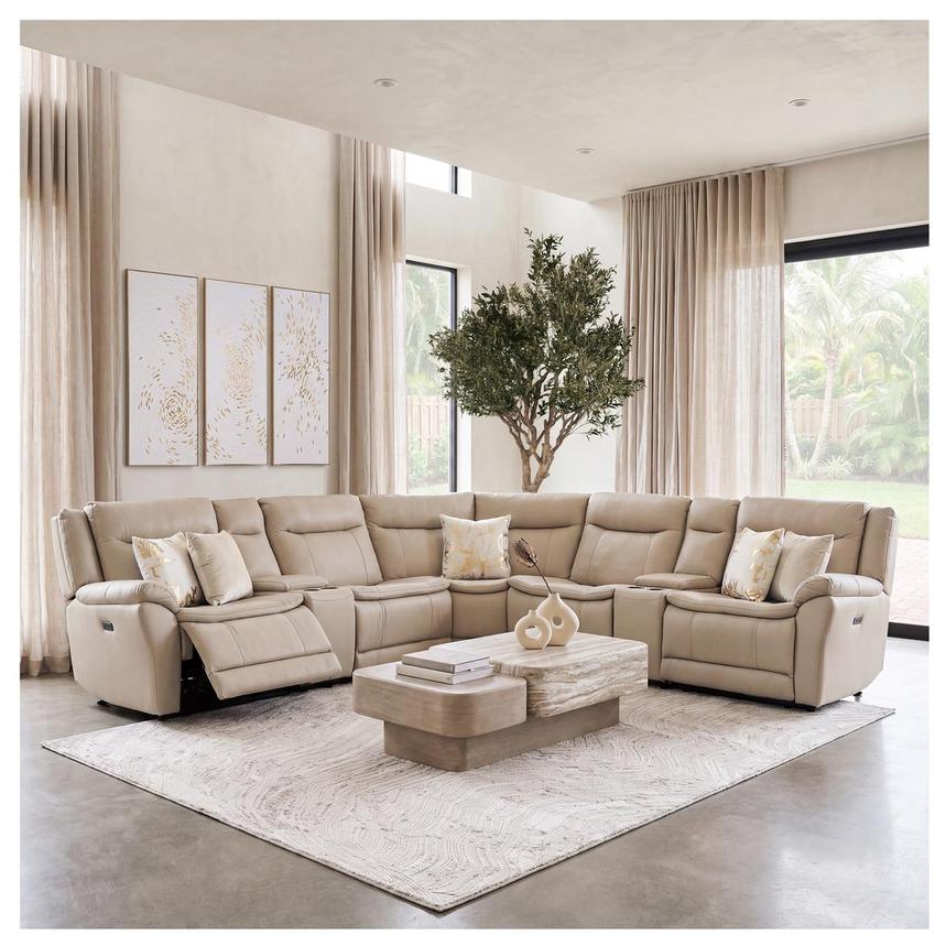 Benjamin Leather Sectional Sofa with 5PCS/2PWR alternate image, 2 of 10 images.