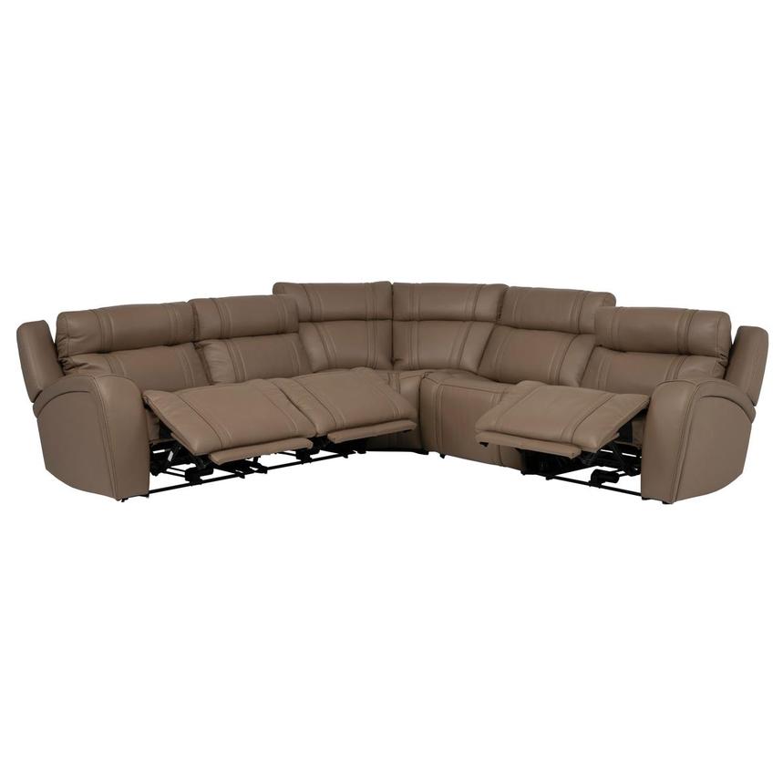 Galaxy Light Brown Leather Power Reclining Sectional with 5PCS/3PWR alternate image, 2 of 9 images.