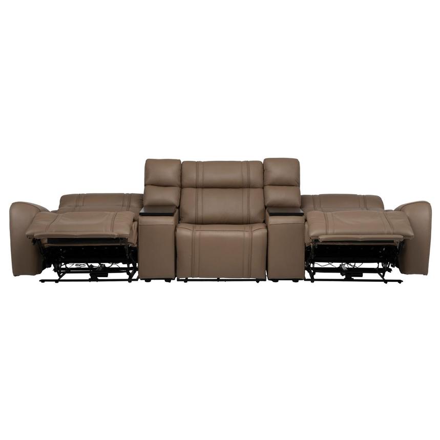 Galaxy Light Brown Home Theater Leather Seating with 5PCS/2PWR alternate image, 4 of 23 images.