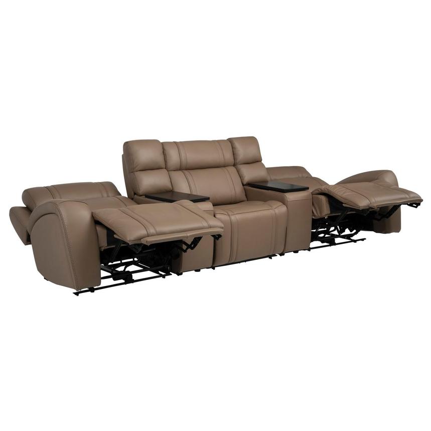 Galaxy Light Brown Home Theater Leather Seating with 5PCS/2PWR alternate image, 9 of 23 images.