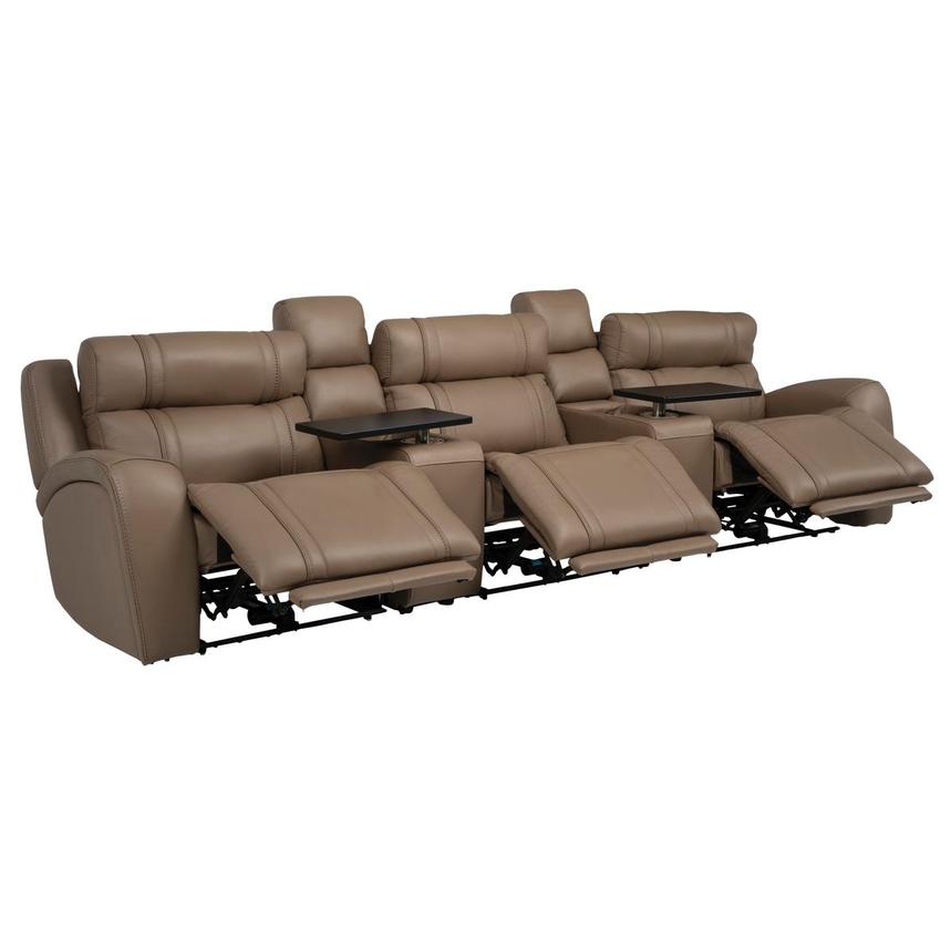 Galaxy Light Brown Home Theater Leather Seating with 5PCS/3PWR alternate image, 4 of 13 images.