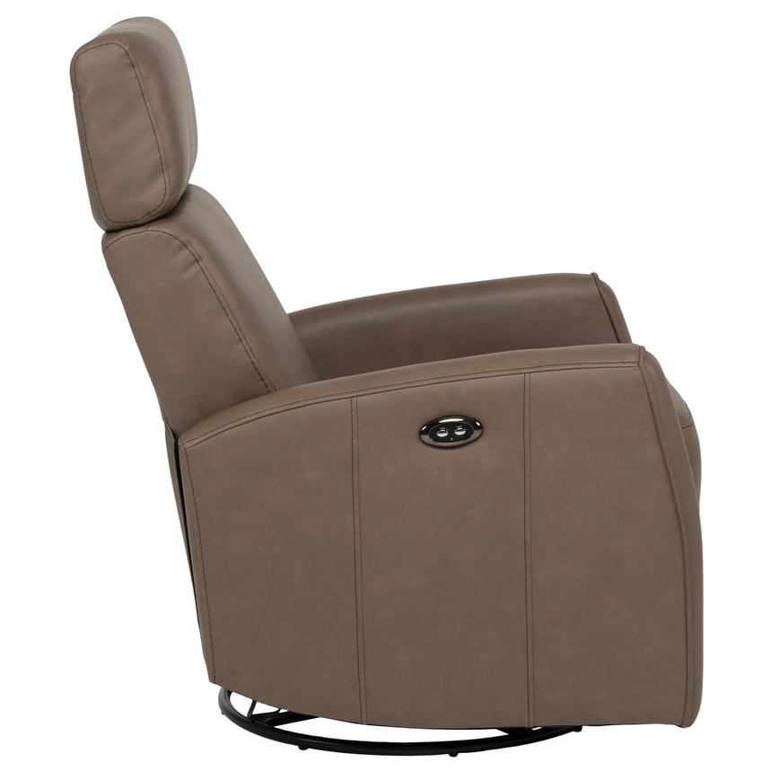 Lucca Brown Leather Power Swivel Glider Recliner alternate image, 4 of 11 images.