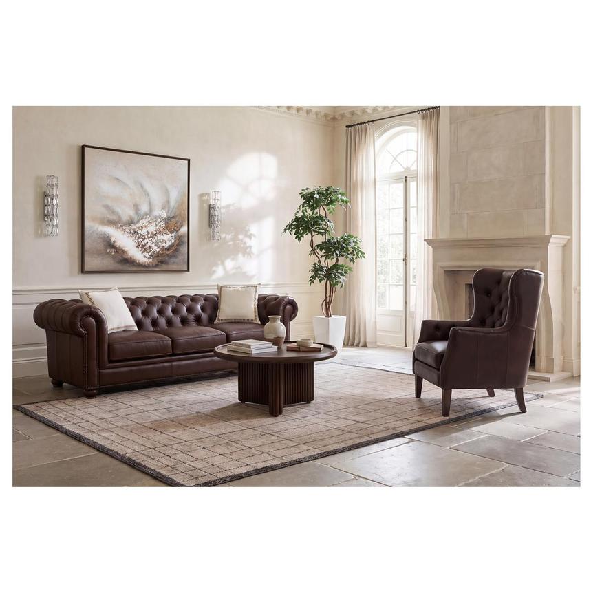 Belvedere Brown Leather Accent Chair alternate image, 2 of 10 images.