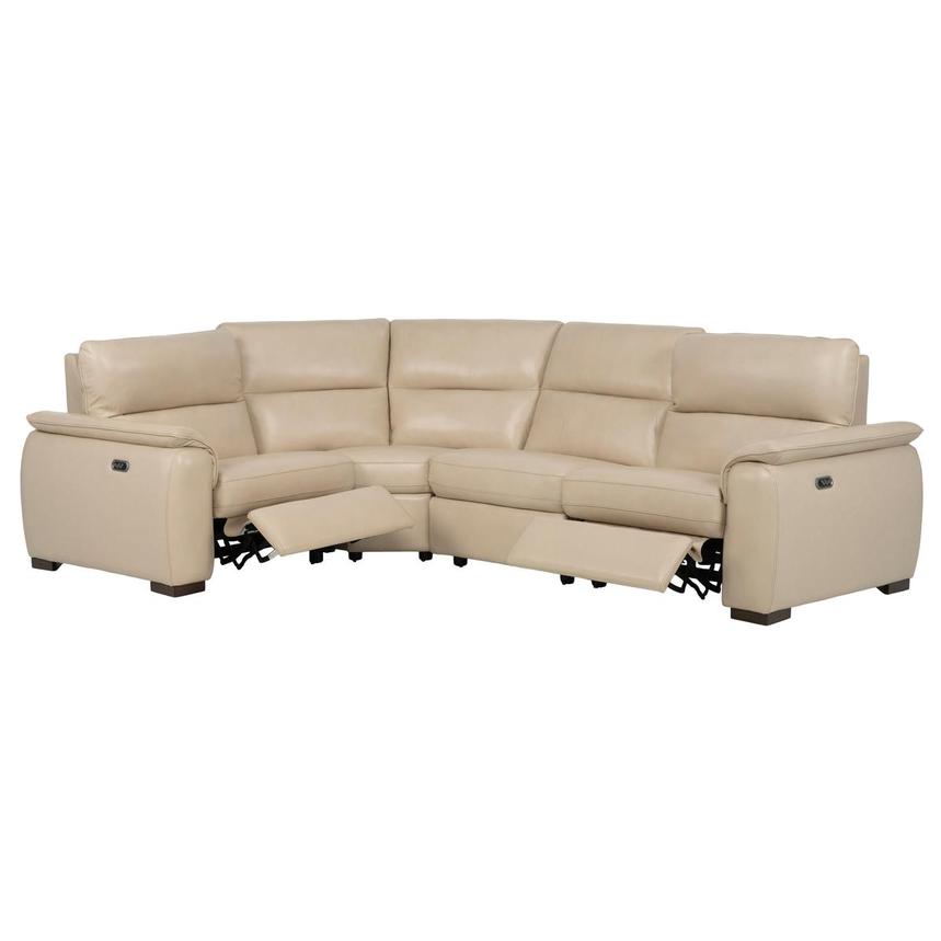 Promenade Beige Leather Power Reclining Sectional with 4PCS/2PWR  alternate image, 2 of 7 images.