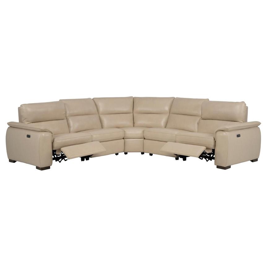 Promenade Beige Leather Power Reclining Sectional with 5PCS/2PWR  alternate image, 2 of 7 images.