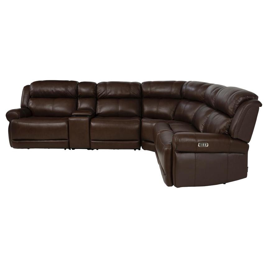 Bruno Brown Leather Power Reclining Sectional with 6PCS/3PWR  alternate image, 4 of 14 images.