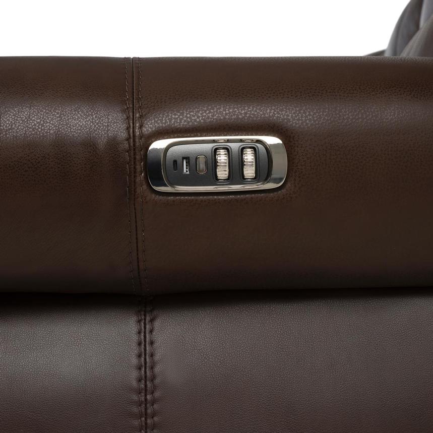 Bruno Brown Leather Power Reclining Sectional with 4PCS/2PWR alternate image, 9 of 10 images.