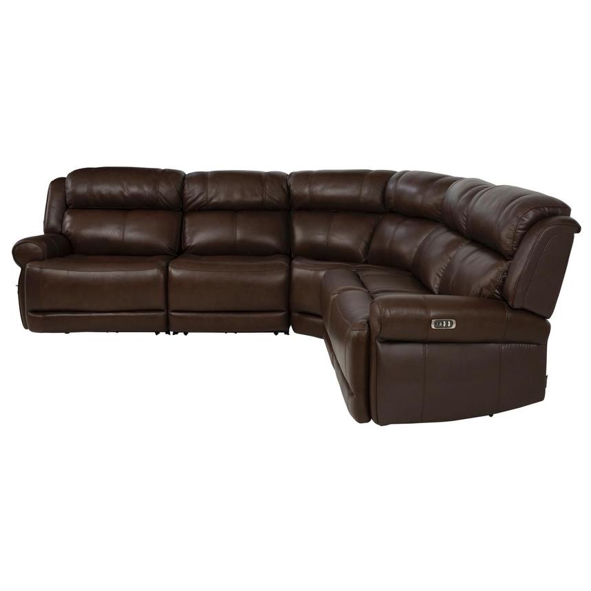 Bruno Brown Leather Power Reclining Sectional with 5PCS/3PWR alternate image, 4 of 11 images.