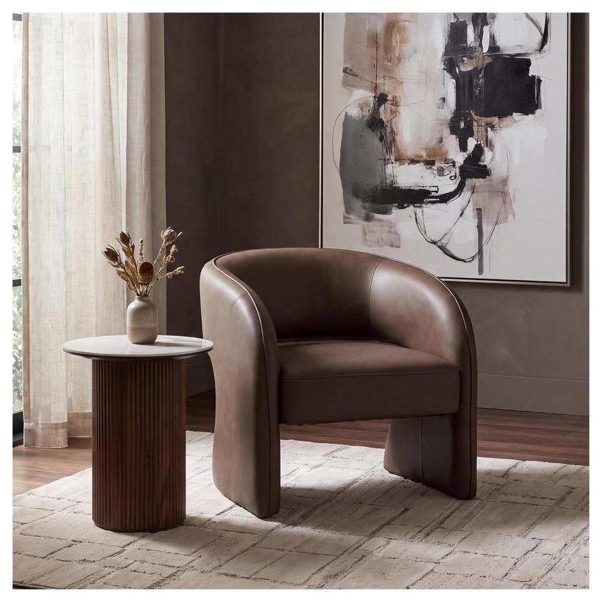 Emerson Brown Leather Accent Chair alternate image, 2 of 9 images.