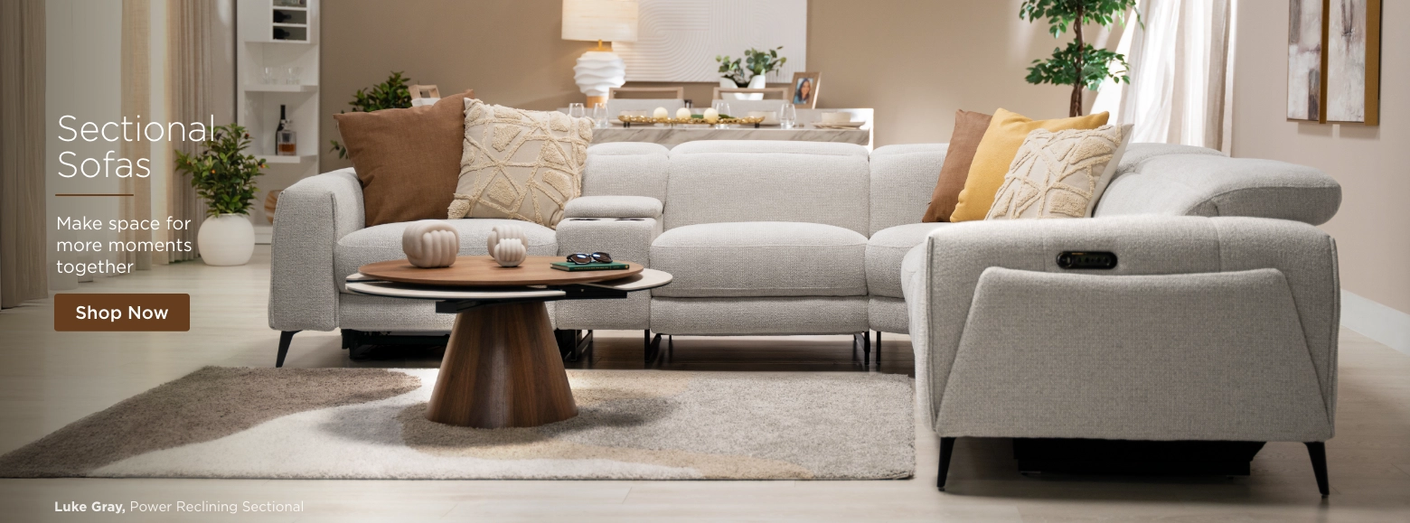 Sectional Sofas. Make space for more moments together. Shop Now. Luke Gray, Power Reclining Sectional