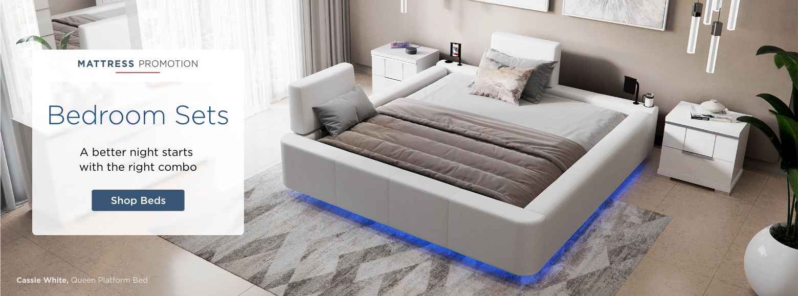 Mattress Promotion. Bedroom Sets.  A better night starts with the right combo.