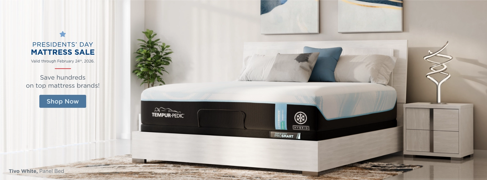 Presidents' Day Mattress Sale. Valid through February 24th, 2026. Save hundreds on top mattress brands! Shop Now.