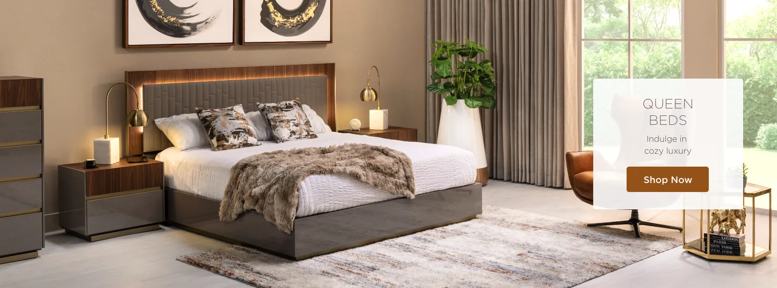 Queen beds. Indulge in cozy luxury. Shop Now
